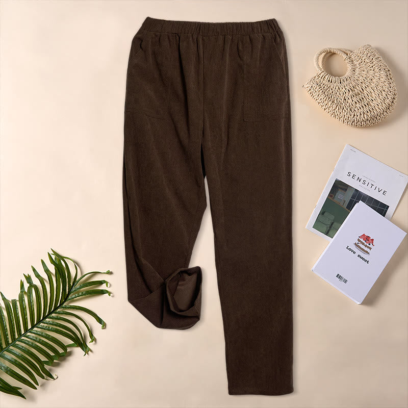 Buddha Stonesレディース 通勤用 ピュアカラー コーデュロイパンツ ポケット付き - image 5