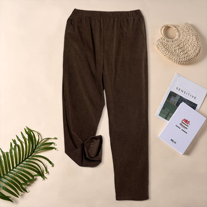 Buddha Stonesレディース 通勤用 ピュアカラー コーデュロイパンツ ポケット付き - image 4