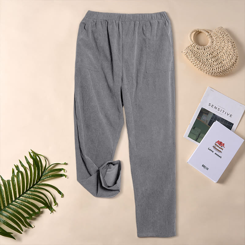 Buddha Stonesレディース 通勤用 ピュアカラー コーデュロイパンツ ポケット付き - image 20