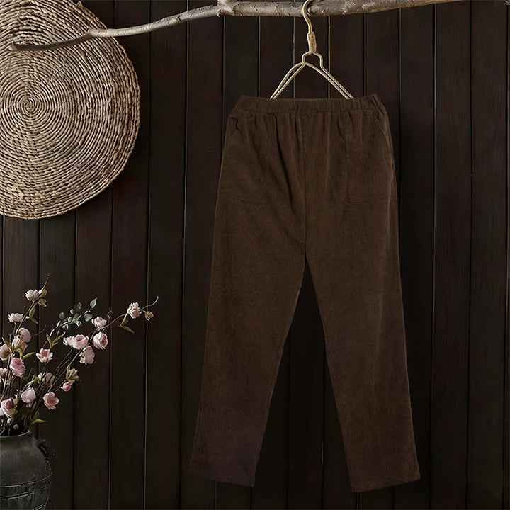 Buddha Stonesレディース 通勤用 ピュアカラー コーデュロイパンツ ポケット付き - サドルブラウン - US16、 UK/AU20、 EU48 (3XL) - image 0