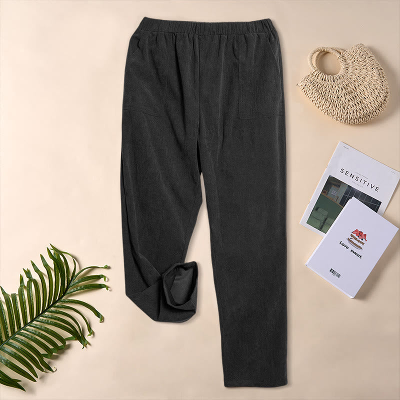 Buddha Stonesレディース 通勤用 ピュアカラー コーデュロイパンツ ポケット付き - 黒 - US16、 UK/AU20、 EU48 (3XL) - image 13