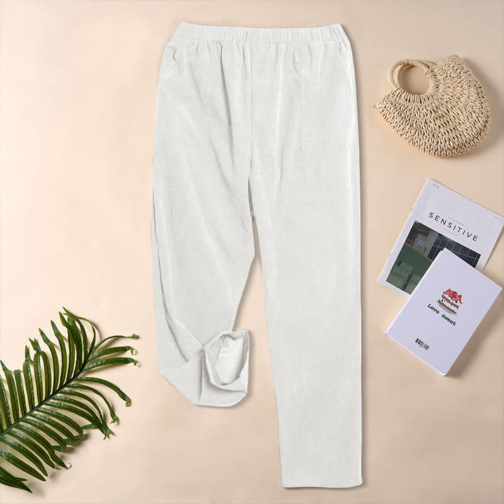 Buddha Stonesレディース 通勤用 ピュアカラー コーデュロイパンツ ポケット付き - image 12