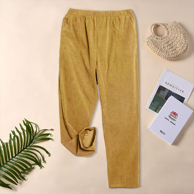 Buddha Stonesレディース 通勤用 ピュアカラー コーデュロイパンツ ポケット付き - image 26