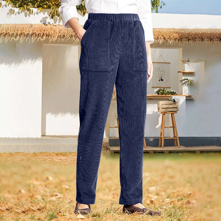 Buddha Stonesレディース 通勤用 ピュアカラー コーデュロイパンツ ポケット付き - ダークブルー - US16、 UK/AU20、 EU48 (3XL) - image 27