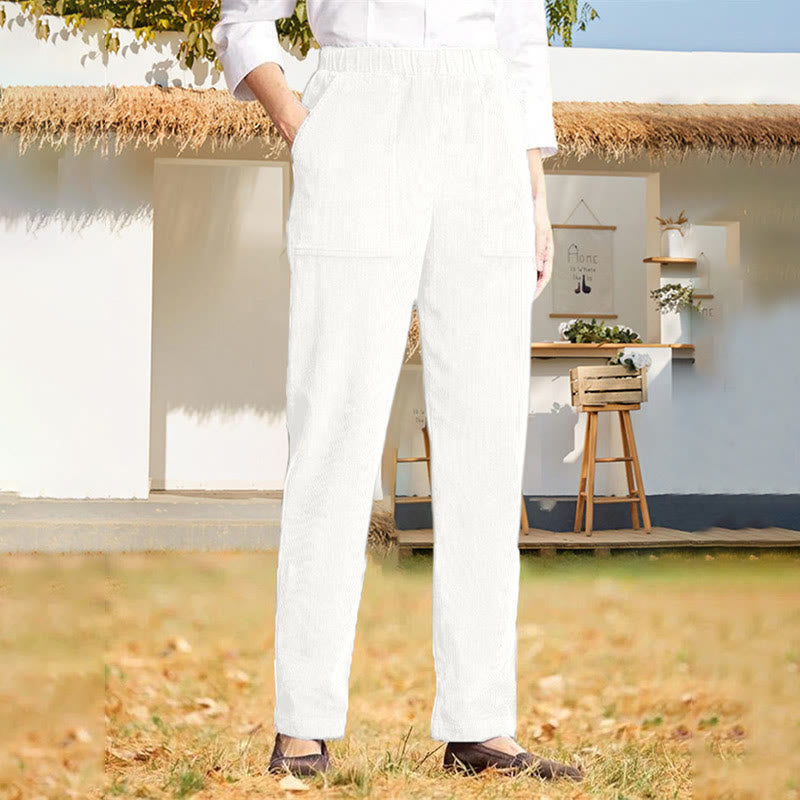 Buddha Stonesレディース 通勤用 ピュアカラー コーデュロイパンツ ポケット付き - 白 - US16、 UK/AU20、 EU48 (3XL) - image 10