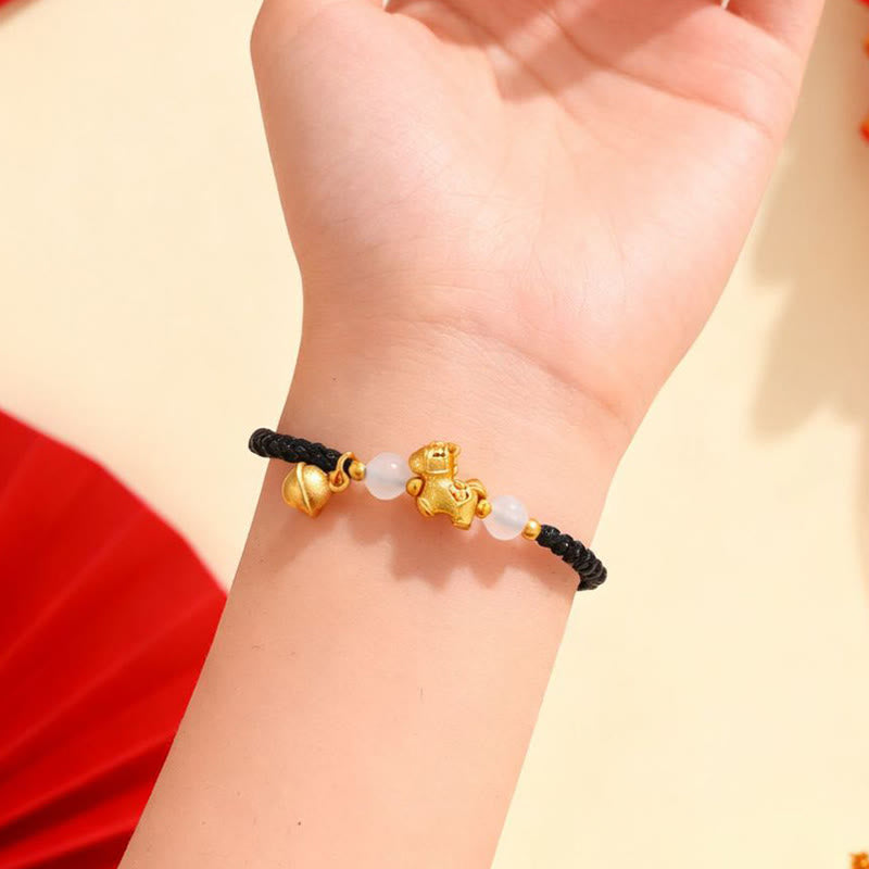 Buddha Stones馬年赤紐白瑪瑙 繋がり 編み込みブレスレット - image 12