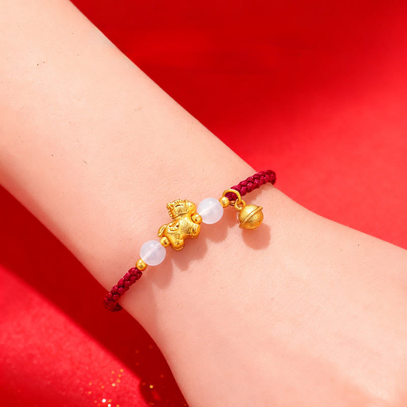 Buddha Stones馬年赤紐白瑪瑙 繋がり 編み込みブレスレット - image 3