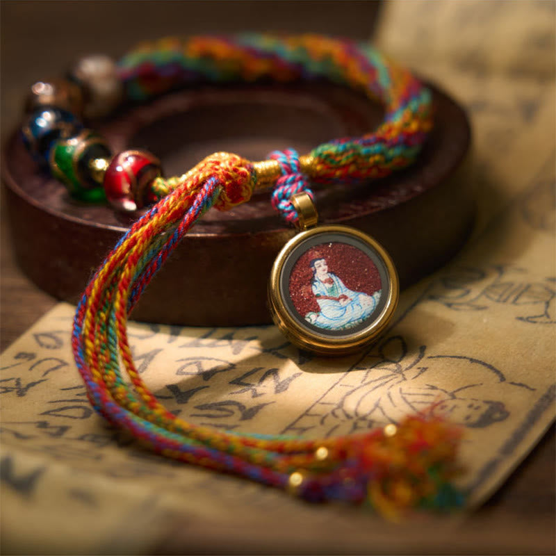 Buddha Stonesタンカ十二支誕生仏辰砂良縁祈願紐ブレスレット - image 1