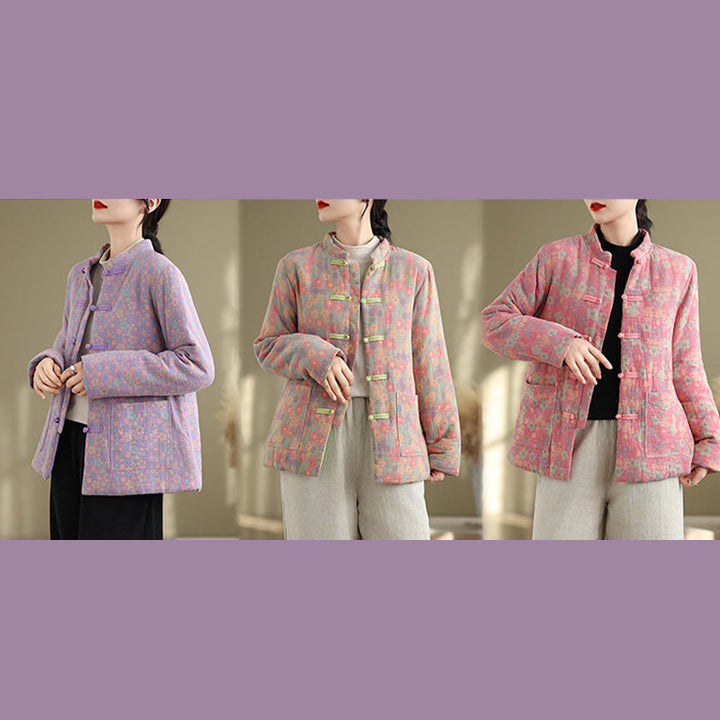 Buddha Stonesレディース 冬用 厚手コットン 花柄 長袖 ジャケット ポケット付き - image 27