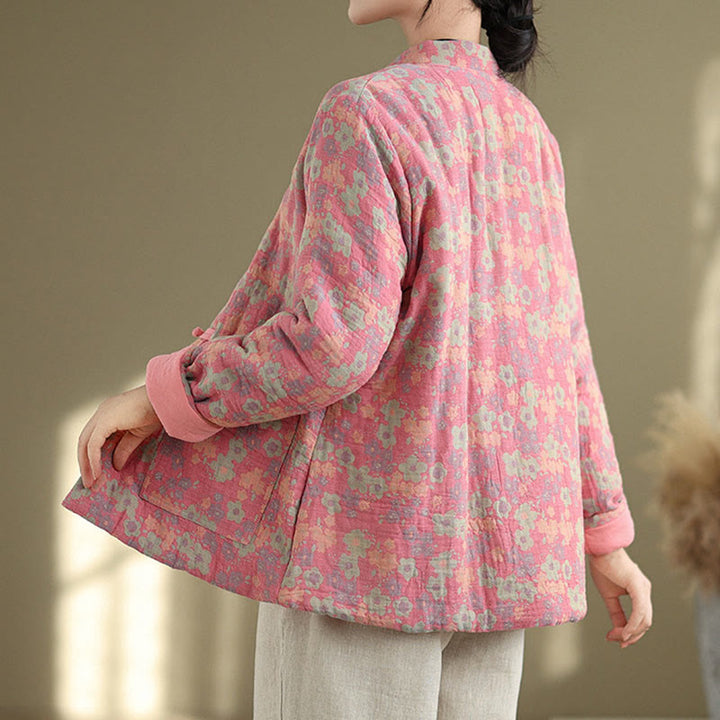 Buddha Stonesレディース 冬用 厚手コットン 花柄 長袖 ジャケット ポケット付き - image 8