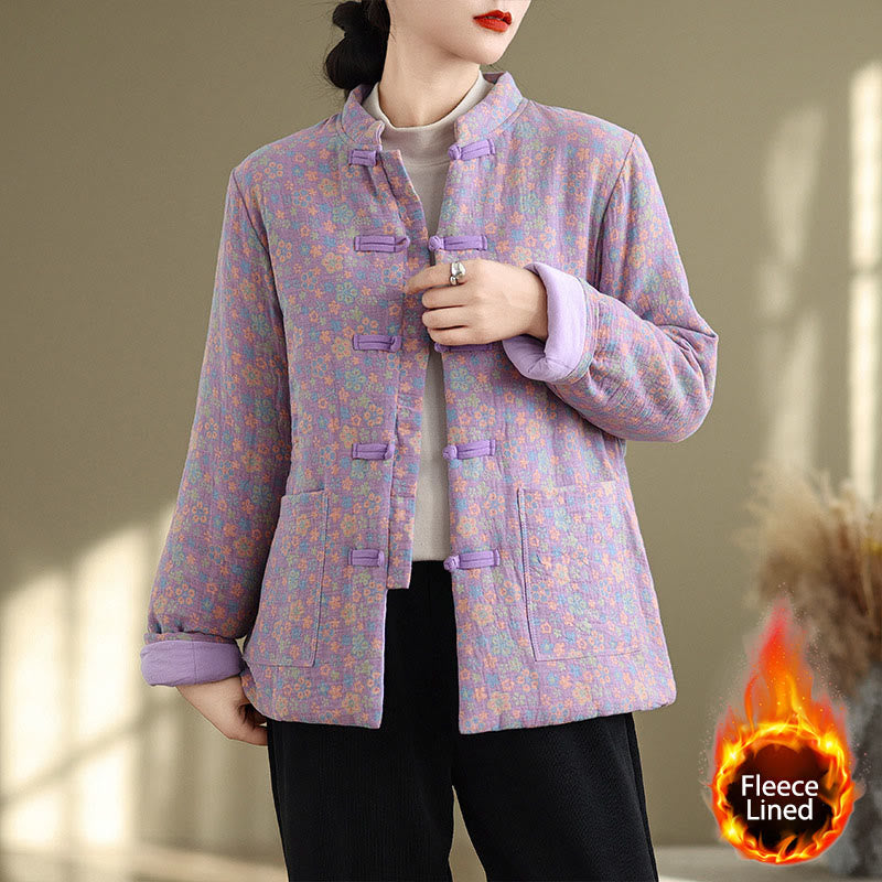 Buddha Stonesレディース 冬用 厚手コットン 花柄 長袖 ジャケット ポケット付き - 蘭 - US8-10，UK/AU12-14，EU40-42 (2XL) - image 17