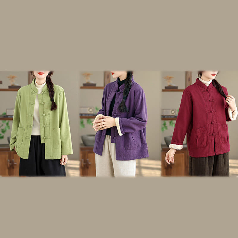 Buddha Stonesレディース 無地 コットンパッド ボタンデザイン 長袖 サーマルジャケット ポケット付き - image 29