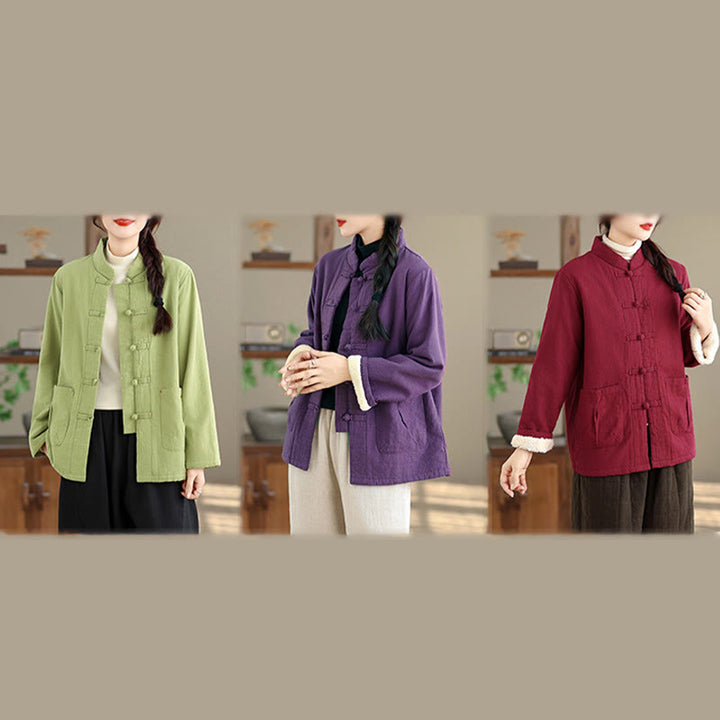 Buddha Stonesレディース 無地 コットンパッド ボタンデザイン 長袖 サーマルジャケット ポケット付き - image 29