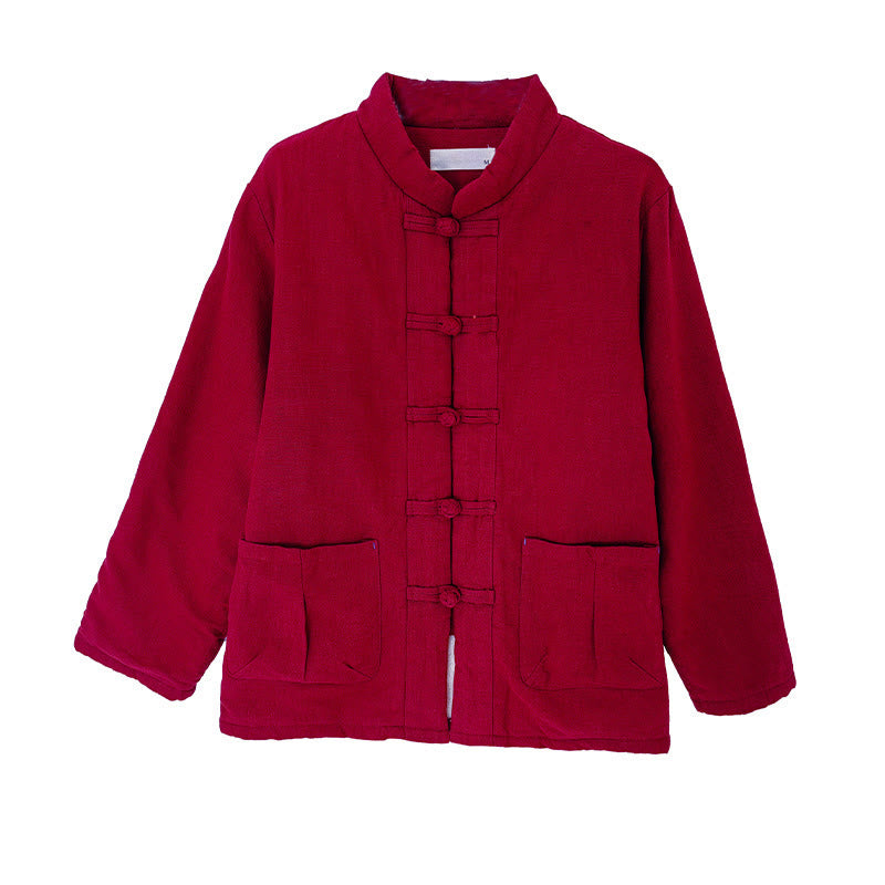 Buddha Stonesレディース 無地 コットンパッド ボタンデザイン 長袖 サーマルジャケット ポケット付き - image 7