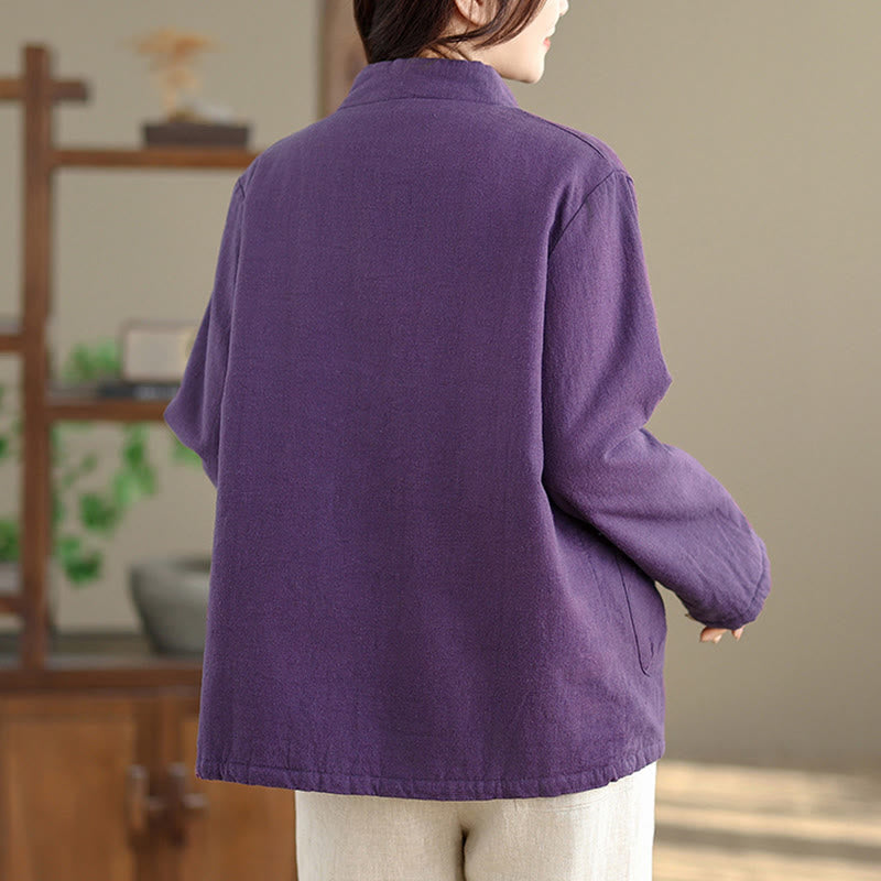 Buddha Stonesレディース 無地 コットンパッド ボタンデザイン 長袖 サーマルジャケット ポケット付き - image 14