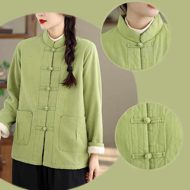 Buddha Stonesレディース 無地 コットンパッド ボタンデザイン 長袖 サーマルジャケット ポケット付き - image 26