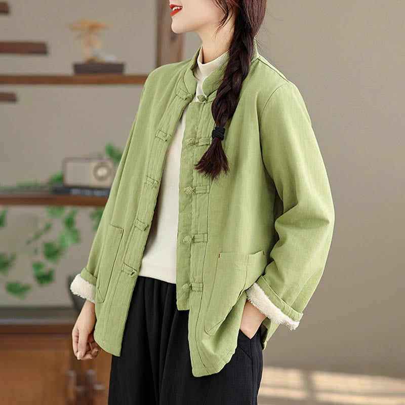 Buddha Stonesレディース 無地 コットンパッド ボタンデザイン 長袖 サーマルジャケット ポケット付き - image 17