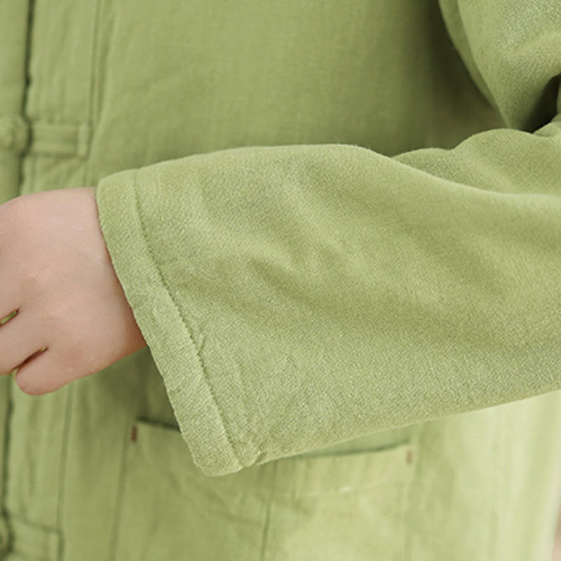 Buddha Stonesレディース 無地 コットンパッド ボタンデザイン 長袖 サーマルジャケット ポケット付き - image 24