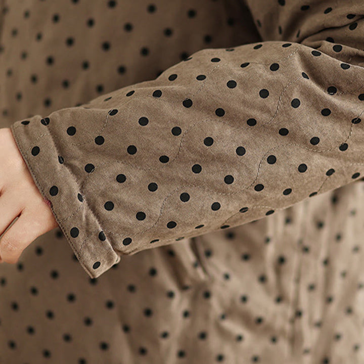 Buddha Stonesレディース リバーシブルデザイン ドット柄 長袖 サーマルコットンジャケット ポケット付き - image 10