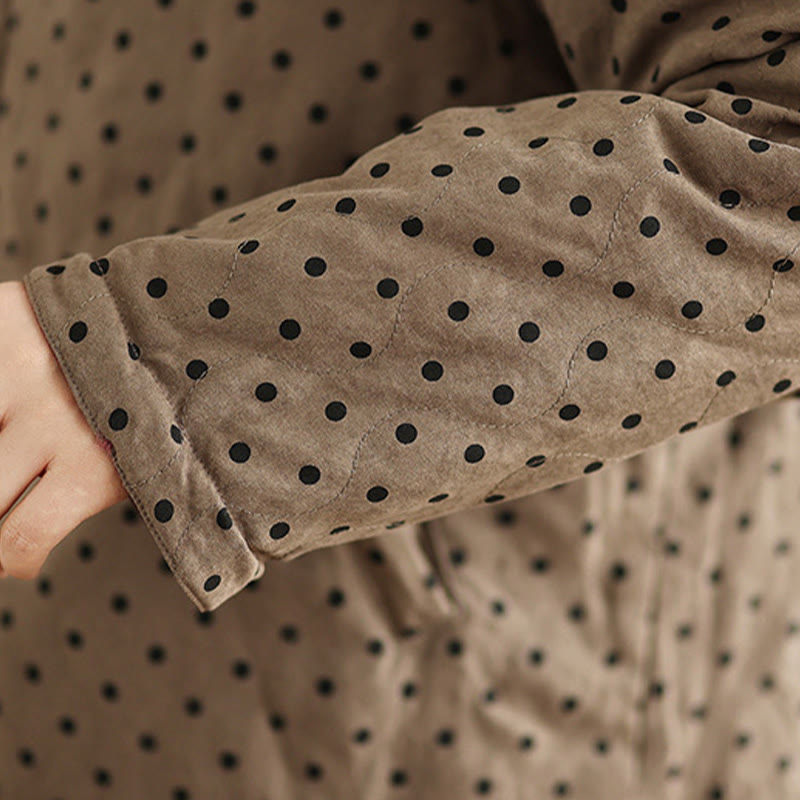 Buddha Stonesレディース リバーシブルデザイン ドット柄 長袖 サーマルコットンジャケット ポケット付き - image 10