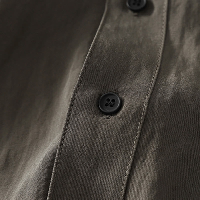 Buddha Stones秋スタンドカラー中国風フロッグボタンシンプルデザイン長袖レディースコットンシャツ - image 5