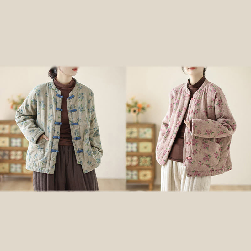 Buddha Stonesレディース 長袖 サーマル コットン プリント 花柄 ジャケット ポケット付き - image 17