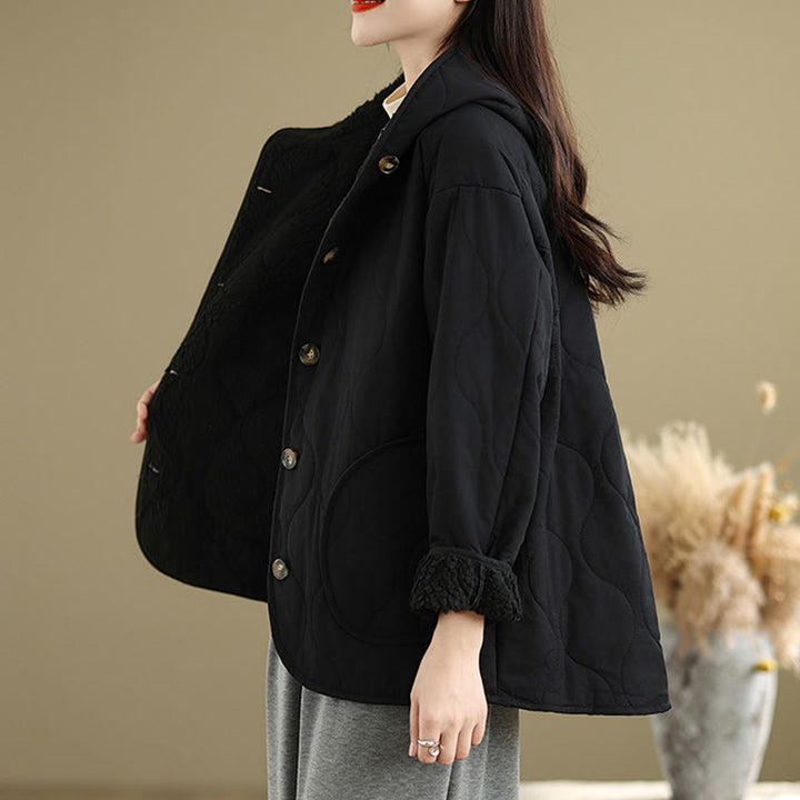 Buddha Stonesレディース 無地 長袖 パーカーデザイン コットン ハーマル フリース裏地 ジャケット ポケット付き - image 14