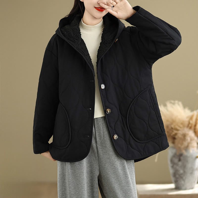 Buddha Stonesレディース 無地 長袖 パーカーデザイン コットン ハーマル フリース裏地 ジャケット ポケット付き - image 16