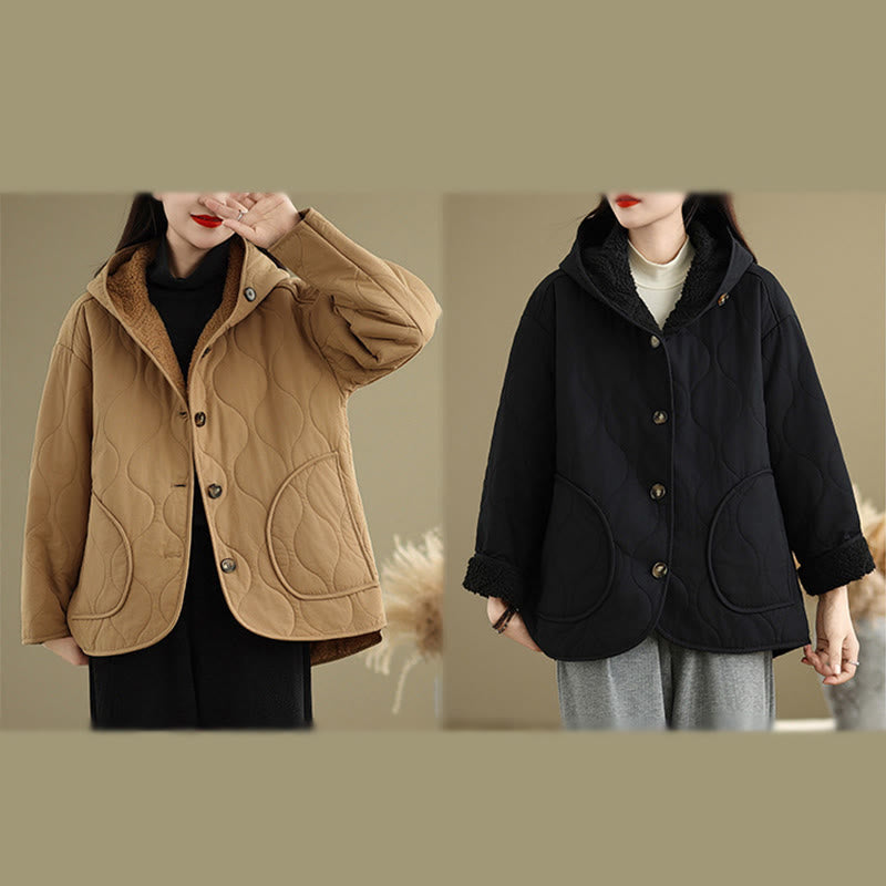 Buddha Stonesレディース 無地 長袖 パーカーデザイン コットン ハーマル フリース裏地 ジャケット ポケット付き - image 21