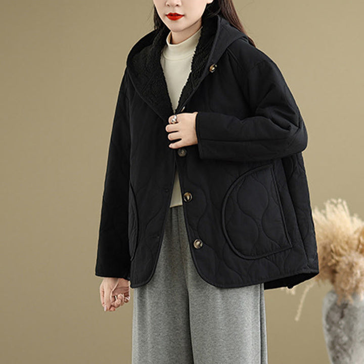 Buddha Stonesレディース 無地 長袖 パーカーデザイン コットン ハーマル フリース裏地 ジャケット ポケット付き - image 13