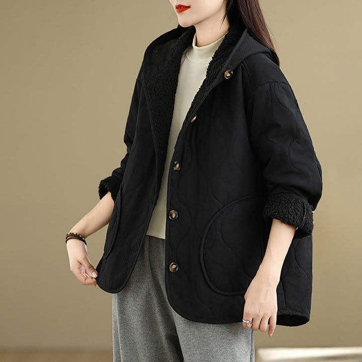 Buddha Stonesレディース 無地 長袖 パーカーデザイン コットン ハーマル フリース裏地 ジャケット ポケット付き - image 17