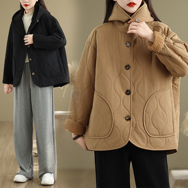 Buddha Stonesレディース 無地 長袖 パーカーデザイン コットン ハーマル フリース裏地 ジャケット ポケット付き - image 20