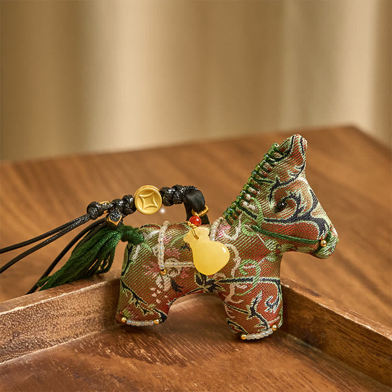 Buddha Stones午年 蜀錦 絹 縮れ草 ザクロ柄 吊り飾り - image 2