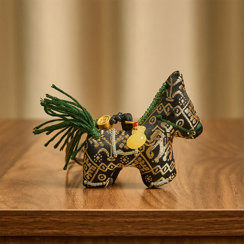 馬年用Buddha Stones荘錦絹 幸運を祈る吊り下げ飾り - image 3