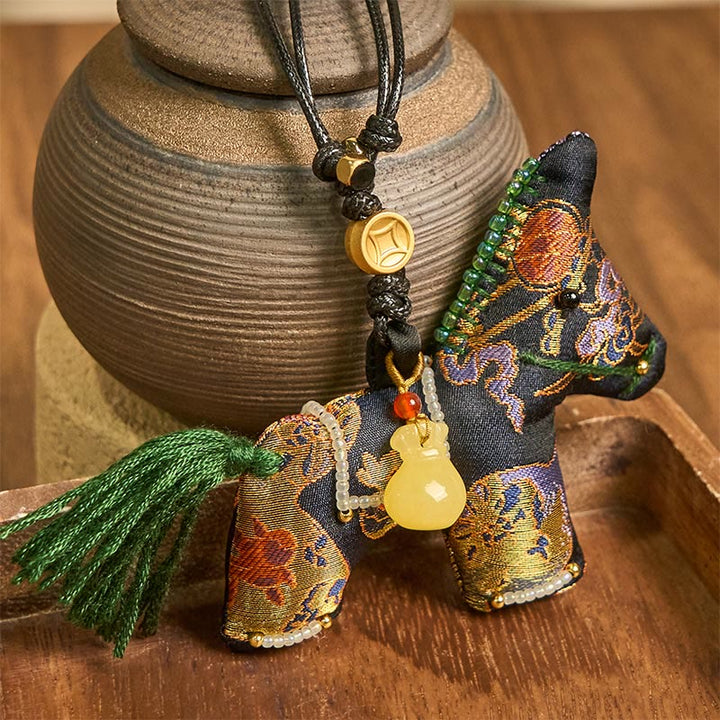 Buddha Stones午年歌錦絹百合文様吊り飾り - ユリ柄 - image 0