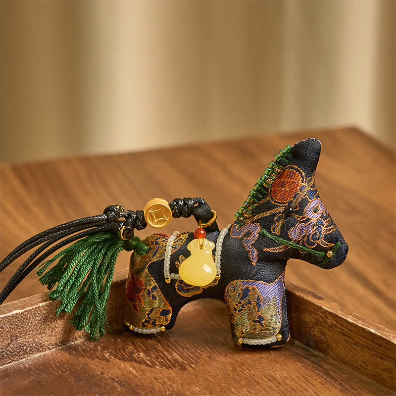 Buddha Stones午年歌錦絹百合文様吊り飾り - image 2