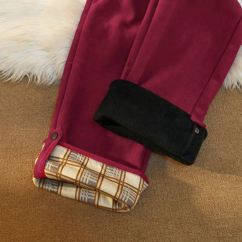 Buddha Stonesレディース パッチワーク コットン コーデュロイ フリース裏地 ワイドレッグパンツ ポケット付き - image 33