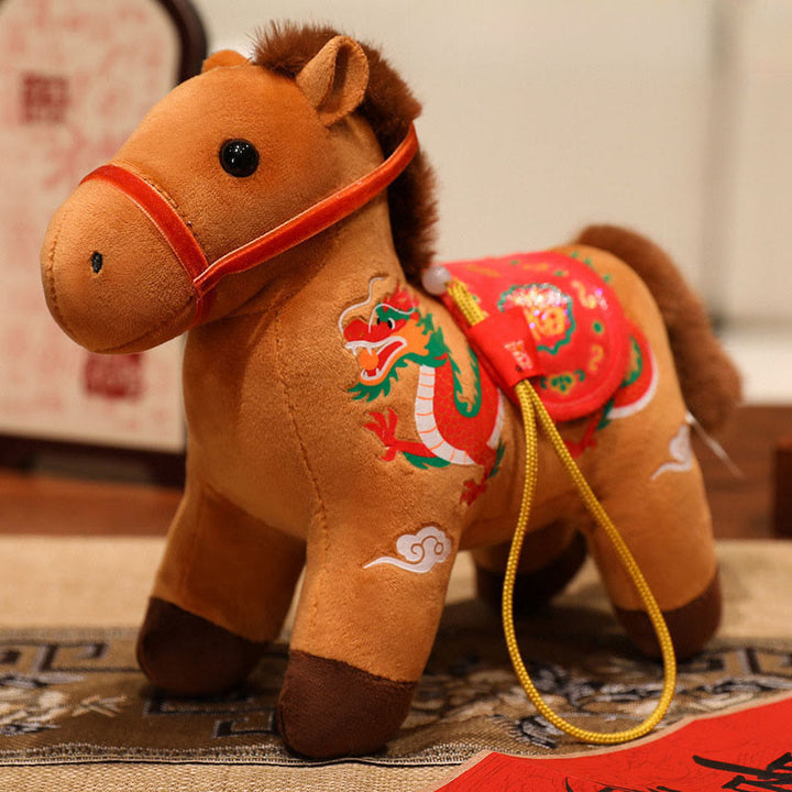 Buddha Stones馬年 竹製 龍 蓮華 鳳凰 ぬいぐるみ ホームデコレーション - ブラウンドラゴンホース - 20cm - image 15