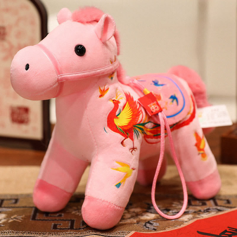 Buddha Stones馬年 竹製 龍 蓮華 鳳凰 ぬいぐるみ ホームデコレーション - ピンクフェニックスホース - 20cm - image 18