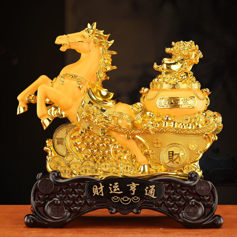 Buddha Stones「幸運繁栄」馬年宝鉢インゴット富樹脂ホームデコレーション - image 0