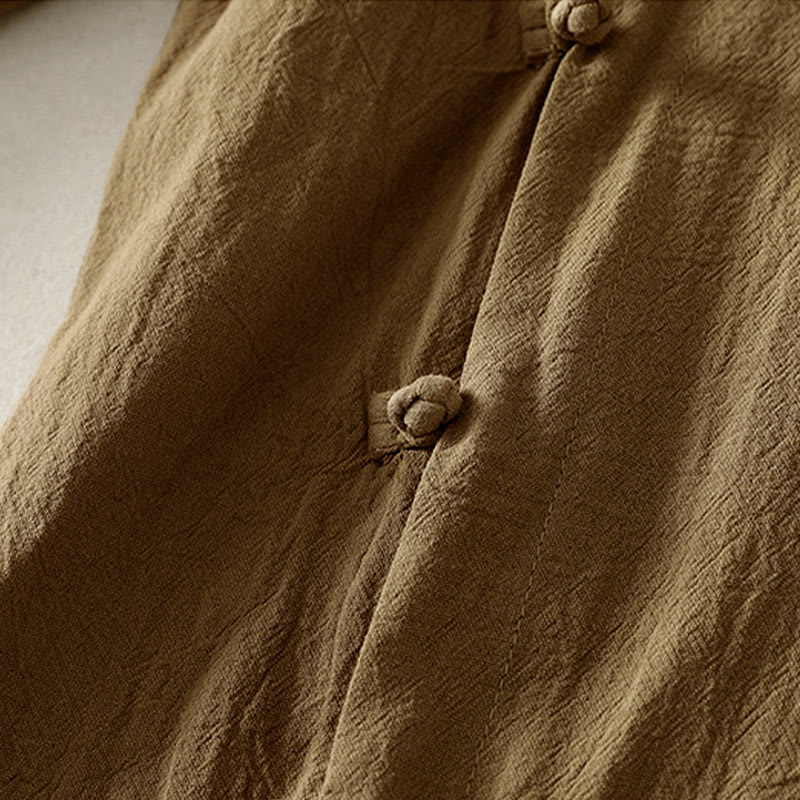 Buddha Stonesアシンメトリーフロントフロッグボタン長袖レディースコットンシャツ - image 3