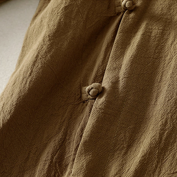 Buddha Stonesアシンメトリーフロントフロッグボタン長袖レディースコットンシャツ - image 3