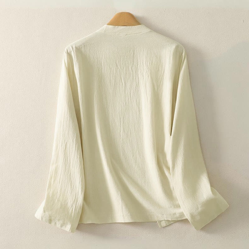 Buddha Stonesアシンメトリーフロントフロッグボタン長袖レディースコットンシャツ - image 7