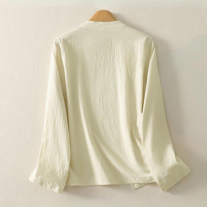 Buddha Stonesアシンメトリーフロントフロッグボタン長袖レディースコットンシャツ - image 7