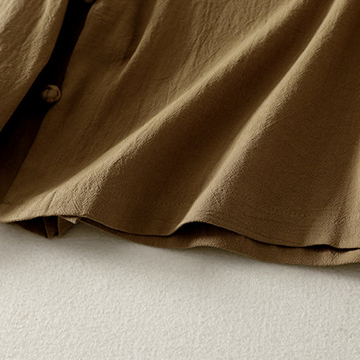 Buddha Stonesアシンメトリーフロントフロッグボタン長袖レディースコットンシャツ - image 4