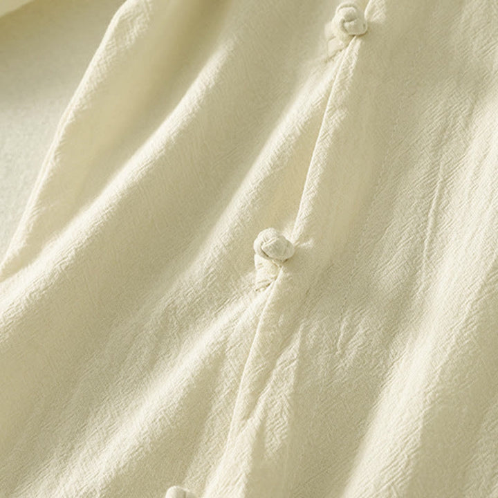 Buddha Stonesアシンメトリーフロントフロッグボタン長袖レディースコットンシャツ - image 10