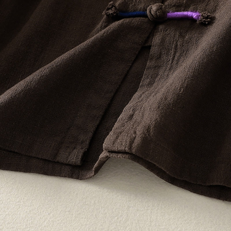 Buddha Stonesプレーンチャイニーズフロッグボタン 長袖 レディース コットンリネン 禅服 シャツ - image 5