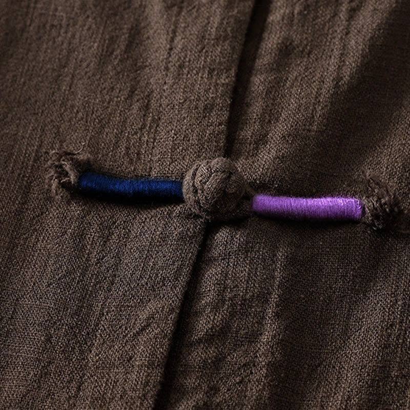 Buddha Stonesプレーンチャイニーズフロッグボタン 長袖 レディース コットンリネン 禅服 シャツ - image 3