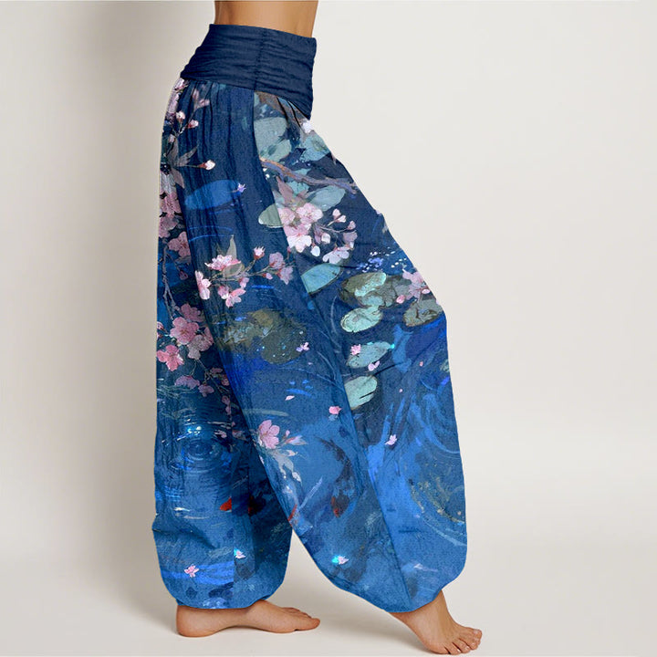 Buddha Stones純綿 桜鯉蓮の葉 レディース 伸縮性ウエスト ハーレムパンツ - image 10