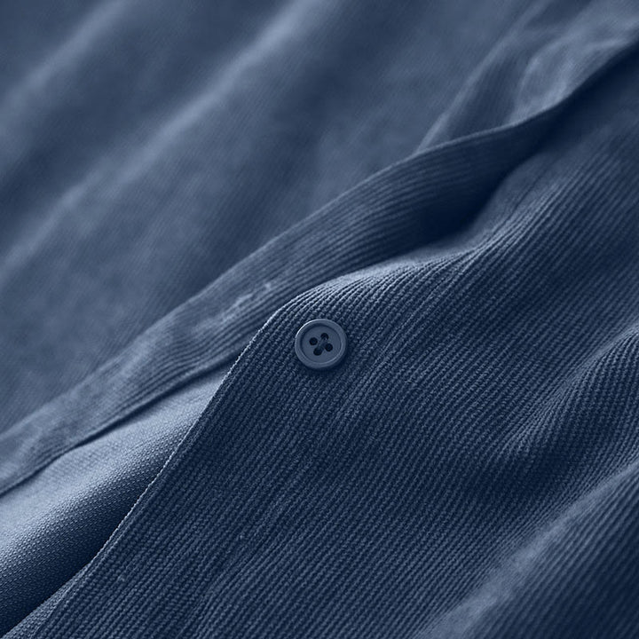 Buddha Stones秋 プレーンボタンデザイン 長袖 コーデュロイ ミディドレス ポケット付き - image 7